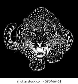 Leopard Face Tattoo Vector Illustration Print Stock Vector (Royalty ...