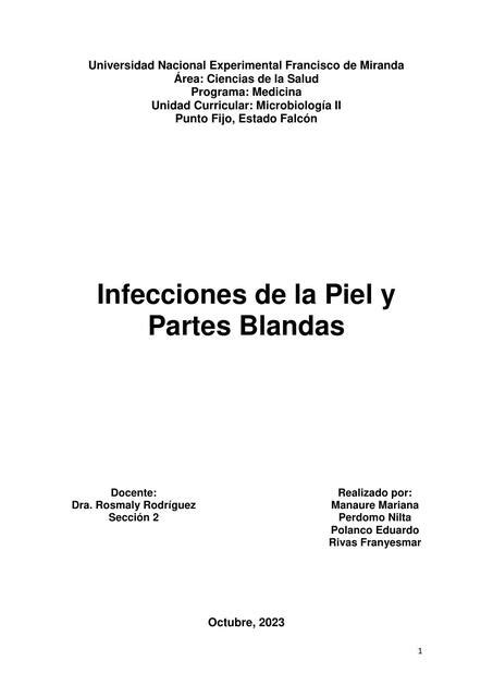 Tema 9 Infecciones De La Piel Y Partes Blandas Mariana Manaure Udocz