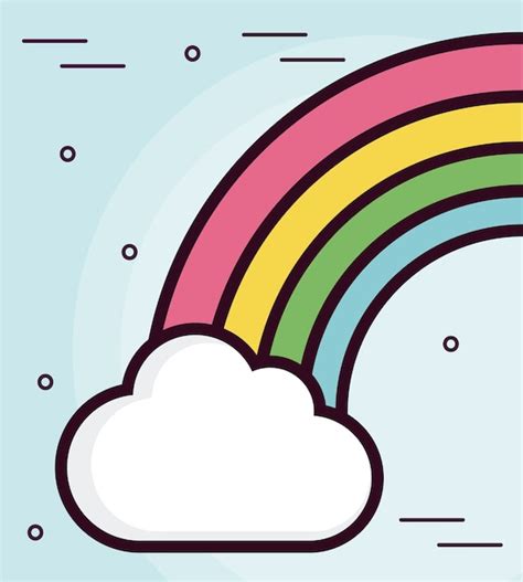 Wolk En Regenboog Pictogram Premium Vector