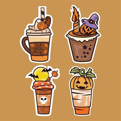 Cute halloween coffee latte, Halloween drink vector 26973867 Vector Art ...