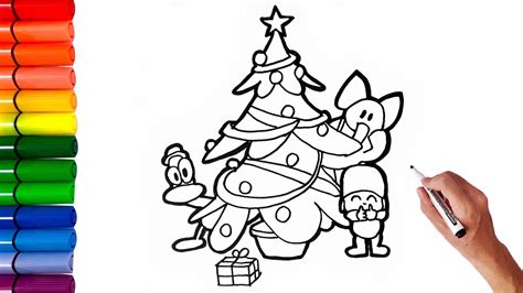 Drawing And Coloring Pocoy Elly And Pato Christmas Tree How To