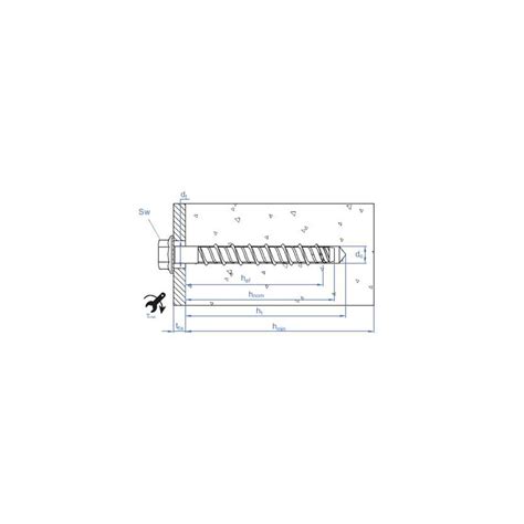 100 vis à béton D 5 x 60 mm tête hexagonale homologué ETE option 1 zingué