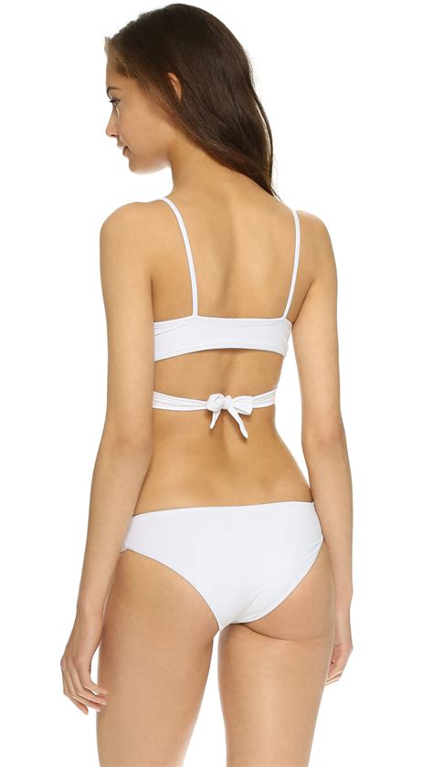 L Space L Chloe Wrap Bikini Top Geranium In White Lyst