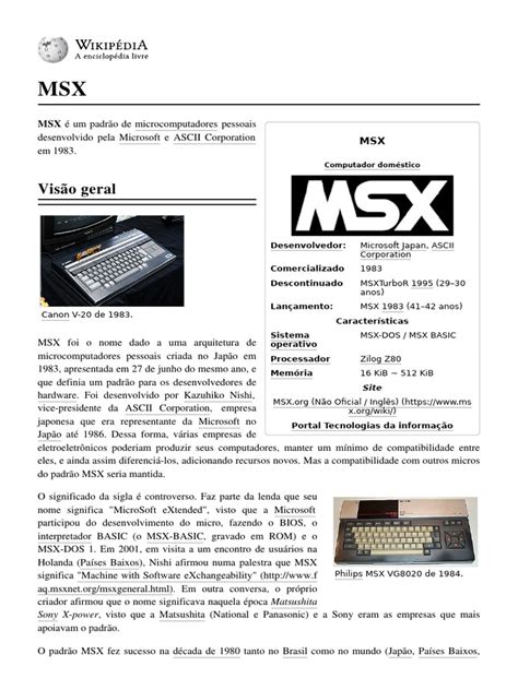 MSX | PDF | Microcomputadores | Plataformas de videogame