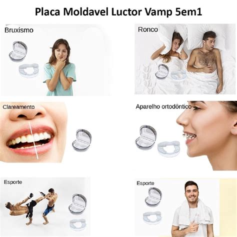 Aparelho Bruxismo Anti Ronco Clarear Dentes Esporte Moldável Vamp 5em1