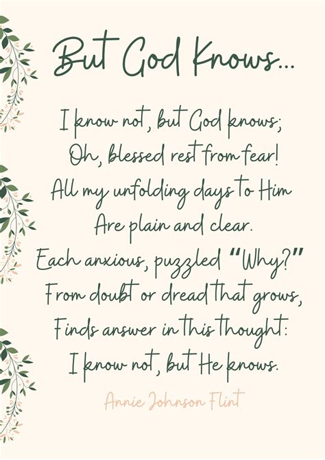 Printable Poem Annie Johnson Flint But God Knows Etsy Canada