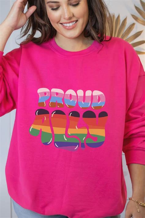 Pride Crewneck Proud Ally Sweater Gay Pride Crewneck Pride Etsy Crew Neck Gay Pride Sweaters