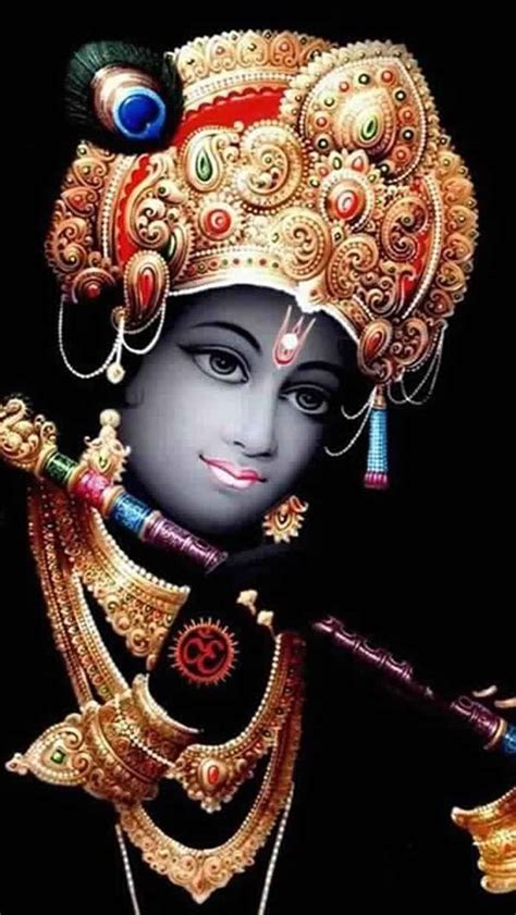 Shree Krishna Black Background Lord God Kanha Hd Phone Wallpaper