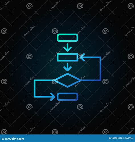 Icono Azul Del Esquema Del Vector Del Algoritmo En Fondo Oscuro