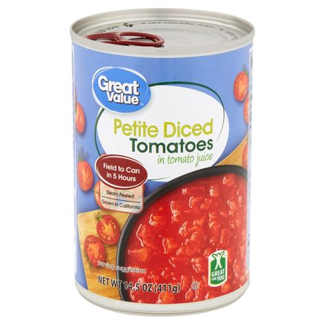 Great Value Petite Diced Tomatoes In Tomato Juice 145 Oz Walmart