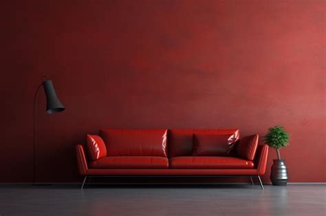 Premium AI Image | Living room with red sofa and red walls