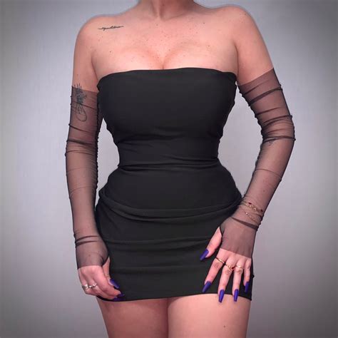 Vestido Suplex Preto Tomara Que Caia Luvas De Tule Moda Feminina