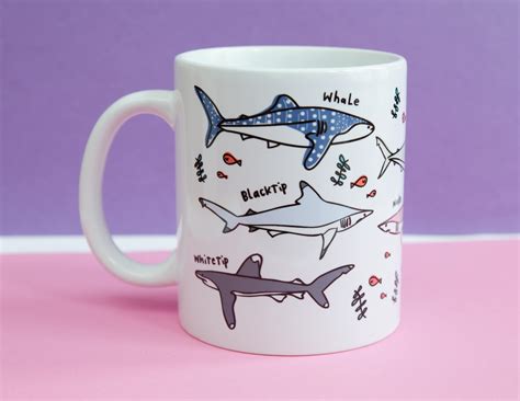 Shark mug types of sharks mug shark gift shark coffee mug | Etsy