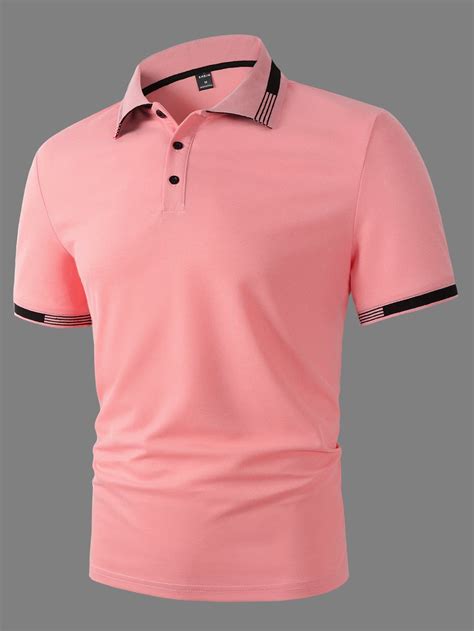 Manfinity Homme Hombres Camisa Polo Ribete De Rayas Moda De Mujer Camisa Polo Camisa Polo