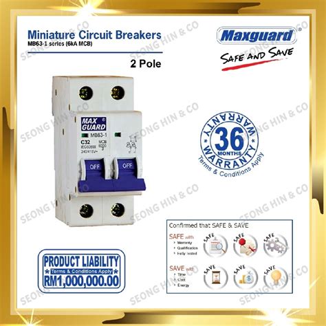 Maxguard GENUINE 2 Pole 6kA Miniature Circuit Breakers MCB MCB