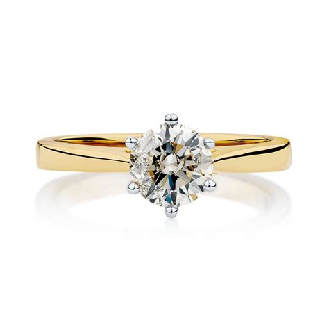 Solitaire Engagement Ring With 1 Carat Diamond In 14ct Yellow White Gold