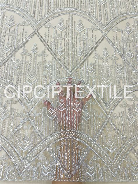 NEW SKIN NUDE CHRYSLER LUXURY PEARL BEADED SEQUIN LACE