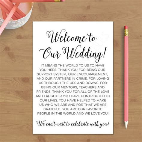 oq894 Modern Calligraphy Wedding Welcome Letter Template Welcome Note ...