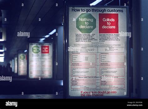 Customs And Excise Green And Red Channel Sign In Baggage Hall Heathrow