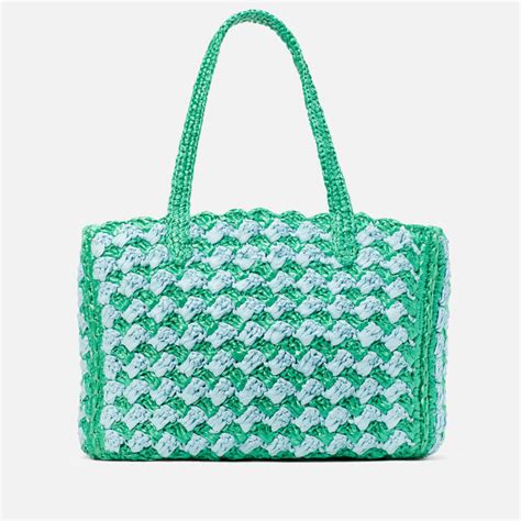 Kate Spade New York High Tide Striped Crochet Raffia Medium Tote Bag