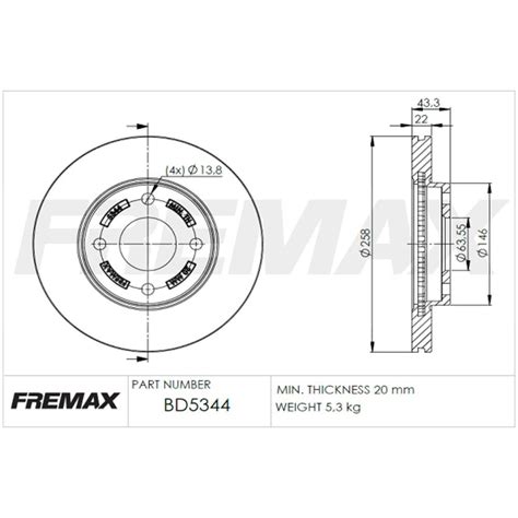 DISCO DE FREIO VENTILADO DIANTEIRO FREMAX BD5344 Motor 100