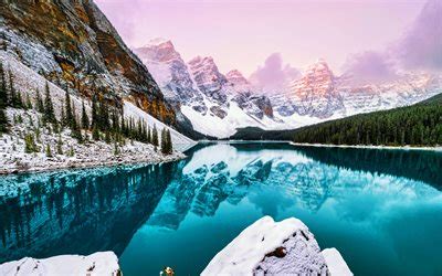 Télécharger 4k lac de moraine hiver alberta lacs bleus hdr