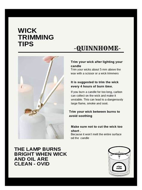 Proper Wick Maintenance: Tips for Trimming Wicks to Enhance Candle Burning and Prevent Smoke | PDF