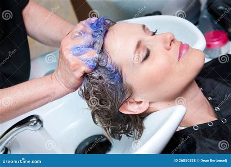 washing hair stock photo image  hands expression