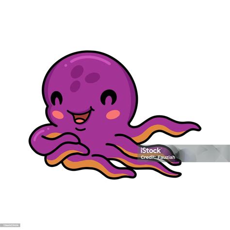 kartun gurita merah muda kecil  lucu ilustrasi stok  gambar