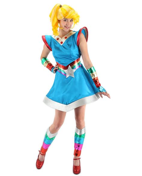 C523 Ladies Rainbow Brite Hero 80s Deluxe Fancy Dress Costume Adult Outfit Ebay