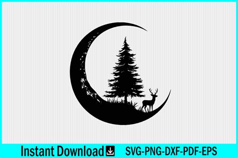 Deer On The Moon Svg Silhouette Vector Graphic By Craftabledesign