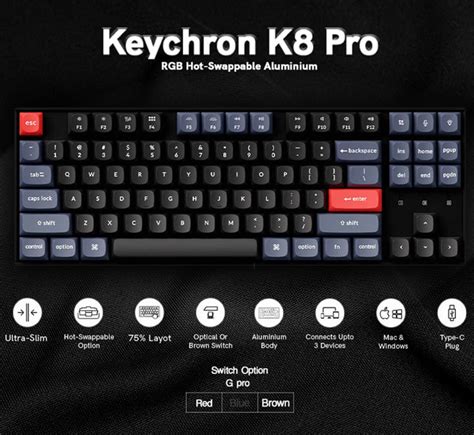 Keychron K8 Pro Qmkvia Barebone Wireless Mechanical Keyboard