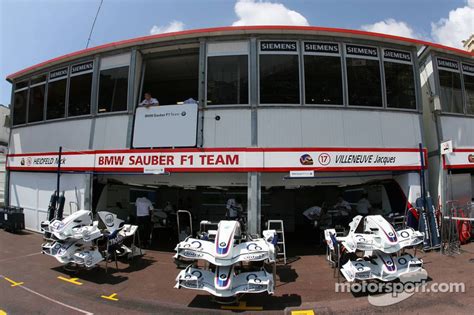 BMW-Sauber F1 team pit garages at Monaco GP