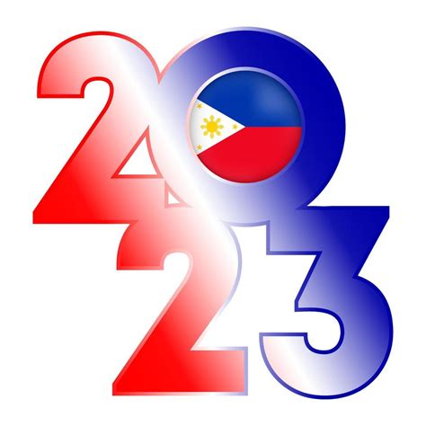 Happy New Year 2023 banner with Philippines flag inside. Vector ...