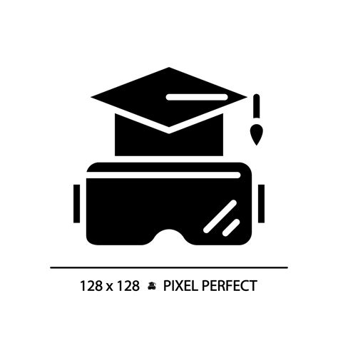 2d píxel Perfecto glifo estilo vr gafas de protección y educación icono