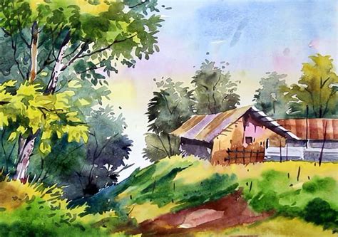 Watercolor Landscape Nature scenery Village Painting : r/Watercolor