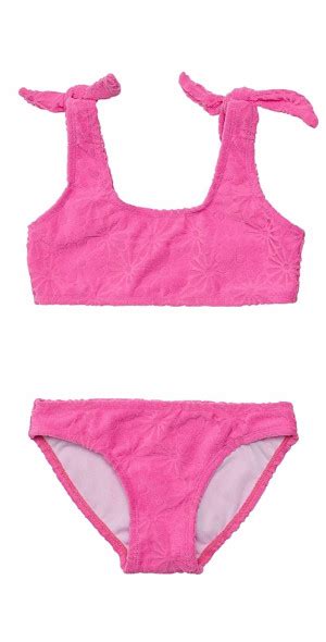 Snapper Rock Girls Bubblegum Bloom Crop Bikini And Bottom Set