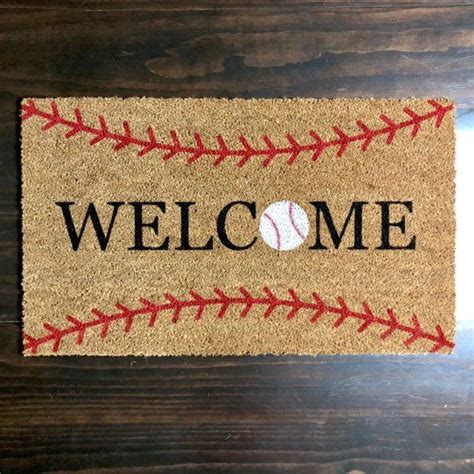 Home Doormat Baseball Doormat Welcome Mat Baseball Decor Etsy Door