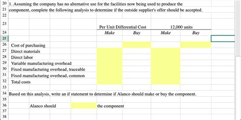 Solved Prepare A Make Or Buy Analysis Excel FILE HOME INSERT Chegg