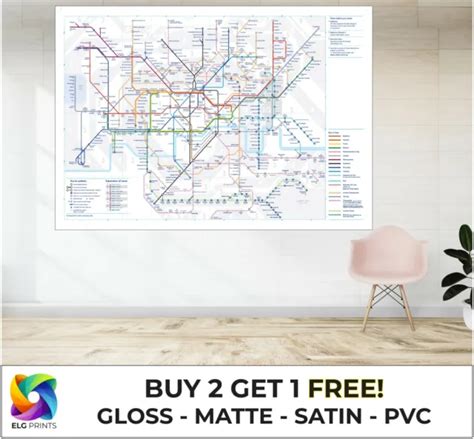 LAMINATED LONDON TUBE Map Detailed Large Poster Art Print Gift A1 A2 A3 ...