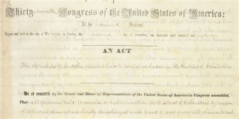 Featured Document Display D C Emancipation Act National Archives Museum