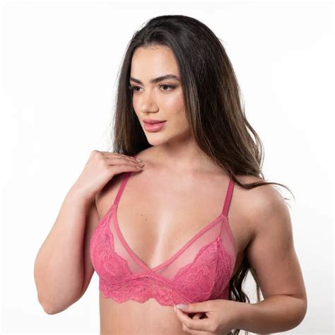 Sutiã Top em Tule e Renda Sem Bojo Lingerie Sensual e Confortável