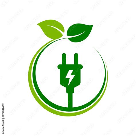 Electrical Plug With Leaves Concept Sustainable Energy Sources Clean