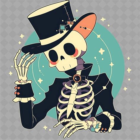 Premium PSD | Enchanting and kawaii anime skeleton boy with skeleton ...