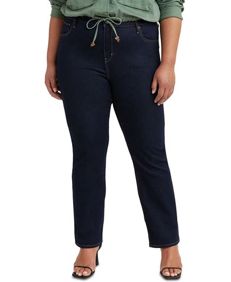 Levi S Trendy Plus Size 724 High Rise Straight Leg Jeans And Reviews Jeans Plus Sizes Macy S