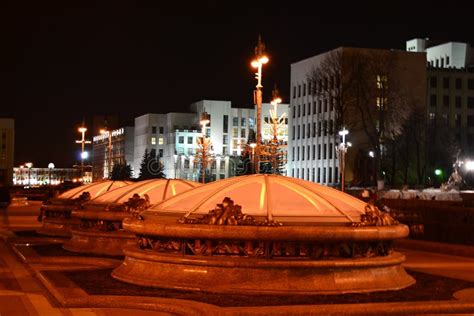 Independence Square. Night Cityscape of Minsk Stock Photo - Image of ...