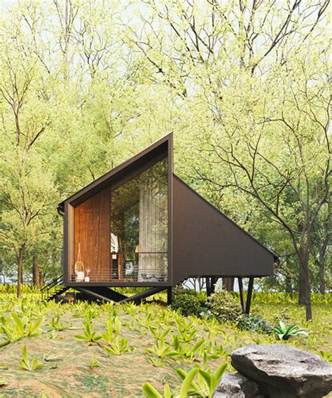 Biophilic Tiny Cabin Proposal By Milad Eshtiyaghi Hovers Above Verdant