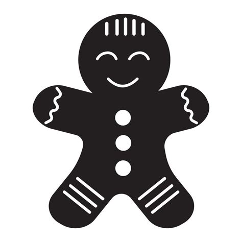 Ginger Man Template Christmas Cookies Black Color Template Isolated