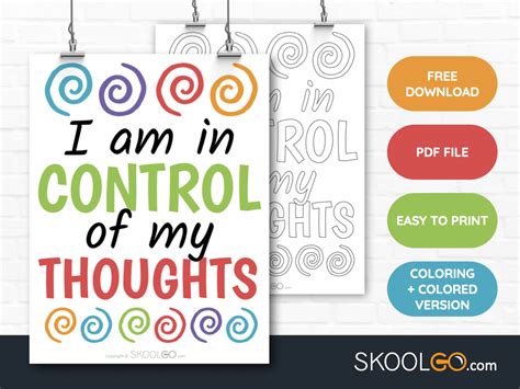 I Am In Control Of My Thoughts Free Classroom Poster