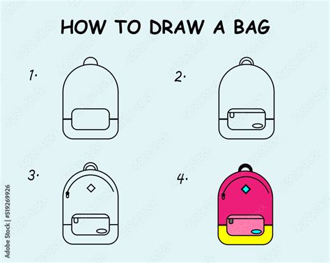 Step by step to draw a Bag. Drawing tutorial a Bag. Drawing lesson for ...